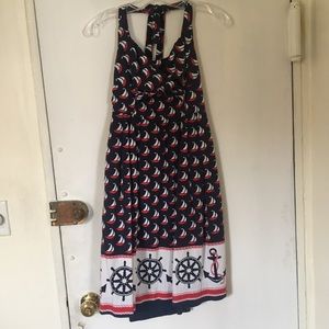 Anthropologie Nautical Sundress, Red, Navy & White
